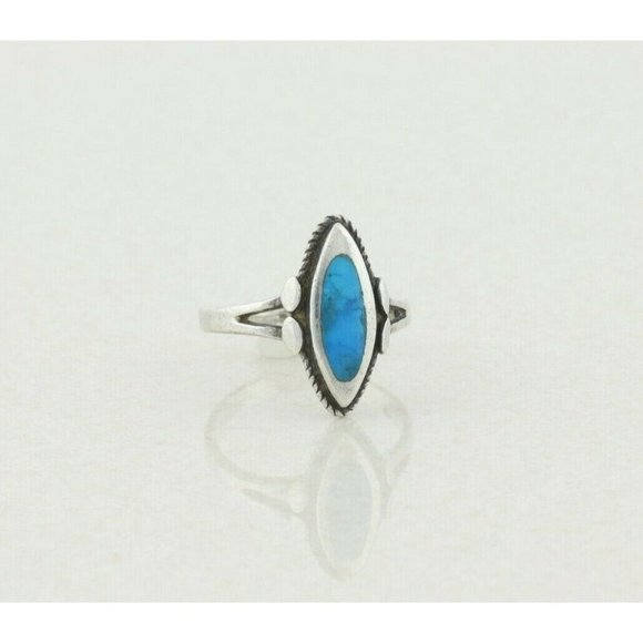 Sterling Silver Turquoise Ring Size 6 - Picture 3 of 6